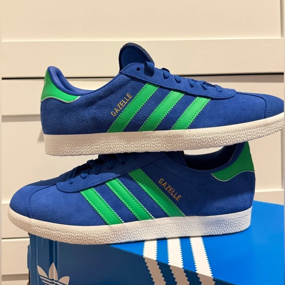 Adidas Gazelle‎ Sneakers Suede Royal Blue/Green Sz 9.5 Men woman Sz 11 Retro